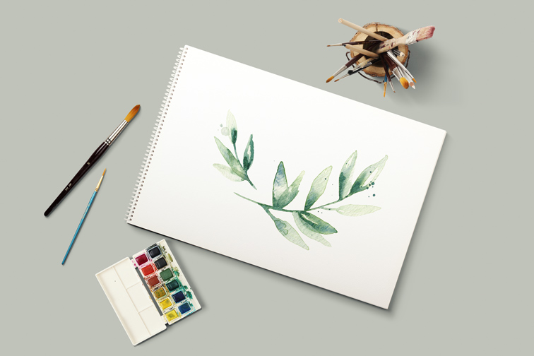 Sketchbook with Watercolor Paints