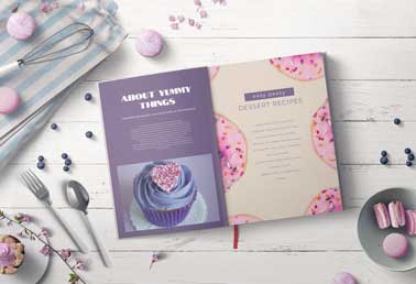 Open Dessert Cookbook with Macarons