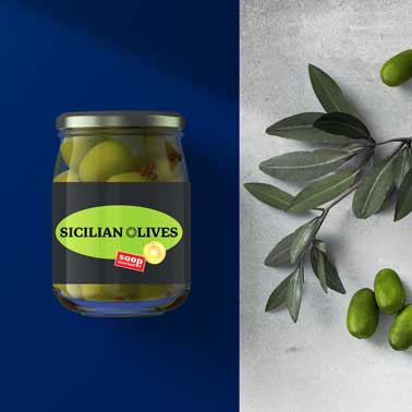 Olive Glass Jar with a Branch