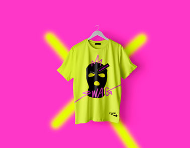 Casual T-shirt on a Neon Pink Background