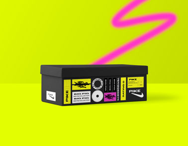 Box on a Neon Yellow Background from Side
