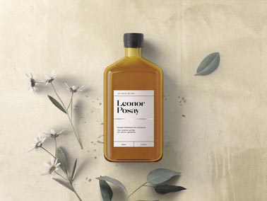 Cosmetic Glass Bottle with Flower Branches