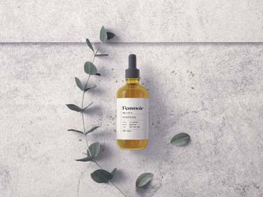 Skincare Dropper Bottle with a Plant Branch