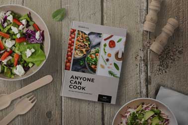 Recipe Book with Salad Bowls and Spices