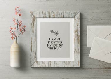 Wooden Frame, Envelopes, and a Flower Vase