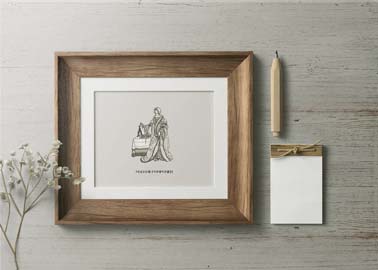 Wooden Frame with a Pencil and Notebook