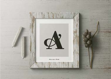 White Wooden Frame with Pencils and Dry Plants