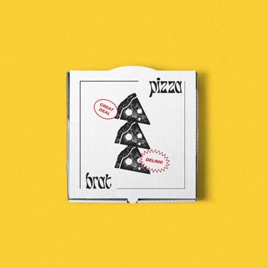 Pizza Box on a Yellow background