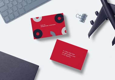 Two Business Cards with Diverse Objects
