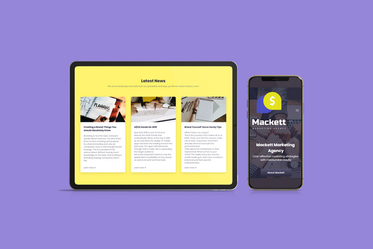 Планшет и смартфон, вид спереди