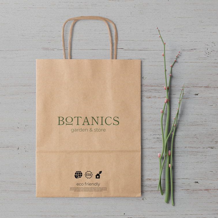 Paper Shopping Bag with Floral Branches