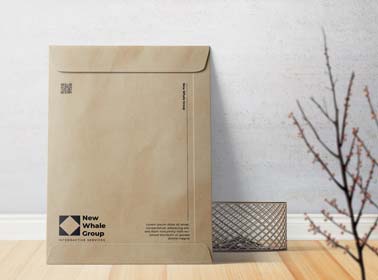 Sobre de bolsillo junto a una rama floral seca