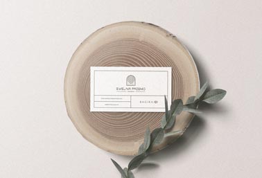 Business Card and a Plant on a Log 