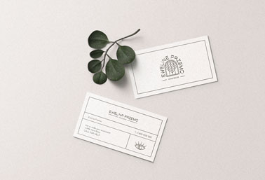 Two Business Cards with a Plant