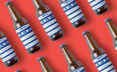 Isometric Beer Bottles on a Red Surface
