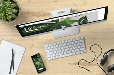 iMac Set and an iPhone Top View