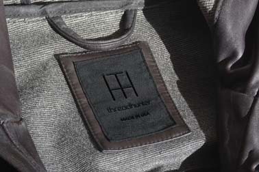 Zoomed Label on a Leather Coat