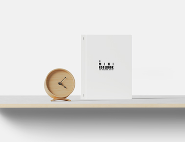 Hardcover Notebook with a Wooden Clock