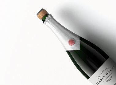 Zoom-in View of a Tilted Champagne Bottle