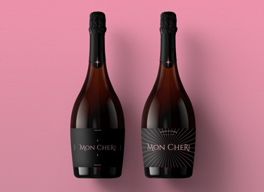 Two Champagne Bottles on a Pink Surface