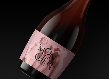 Zoom-in View of a Tilted Champagne Label