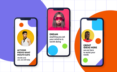 Three Clay iPhones on an Abstract Background