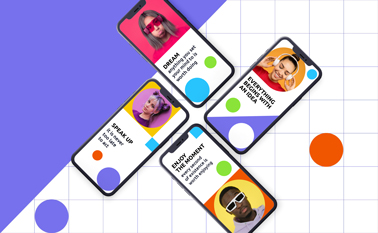 Four Clay iPhones on an Abstract Background