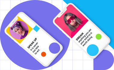 Two Tilted iPhones on an Abstract Background