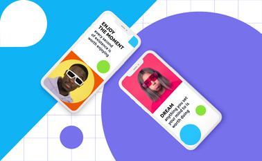 Two Isometric iPhones on an Abstract Background