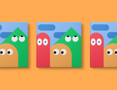 Three Square Books on an Orange Background