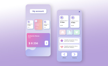 Two App Designs on a Pastel Background