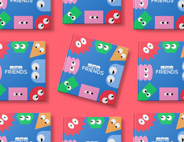 Multiple Square Books on a Pink Background