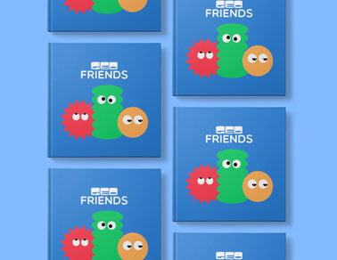 Multiple Square Books on a Blue Background