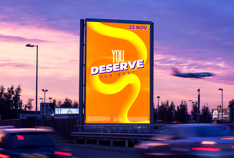 Vertical Street Billboard at Twilight
