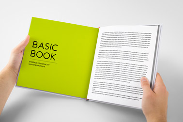 Hand Holding an Open Square Book