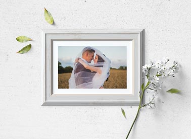 Horizontal Wooden Frame with a Flower Branch