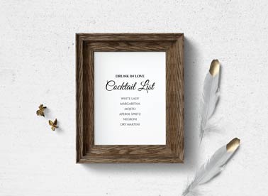 Vertical Wooden Frame with Feathers