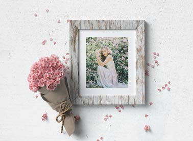 Wooden Frame with a Flower Bouquet