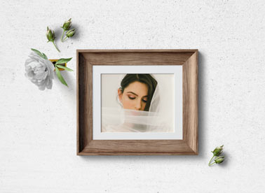 Square Wooden Frame with Flower Buds