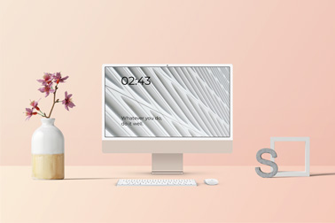 iMac Set with a Flower Vase and Letter Decors
