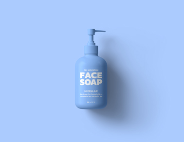 Soap Pump Bottle on a Blue Background