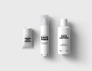 Three Cosmetic Containers in a Row