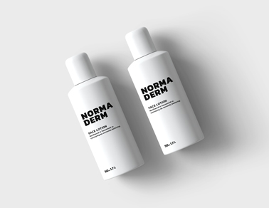 Two Cosmetic Bottles on a White Surface 