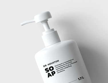 Zoomed Soap Container on a White Surface