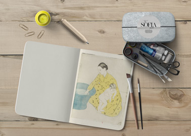 Skizzenbuch mit Schreibwaren