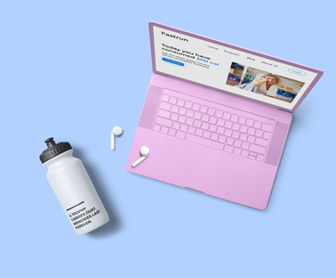 MacBook and AirPods with a Bottle