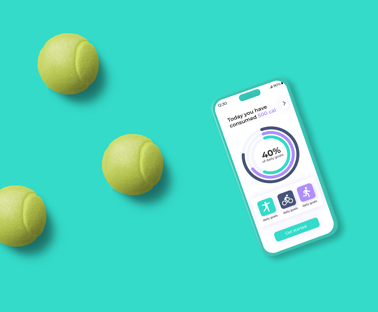 iPhone Next to Three Tennis Balls