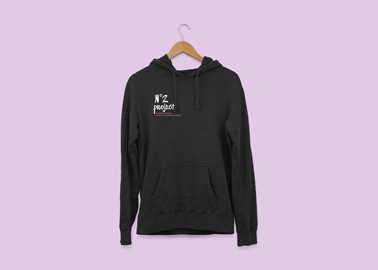 Hoodie on a Wooden Hanger Front View