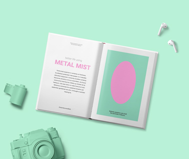 Open Book, AirPods, and a Photo Camera