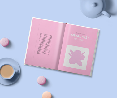 Open Book with Coffee and Macarons